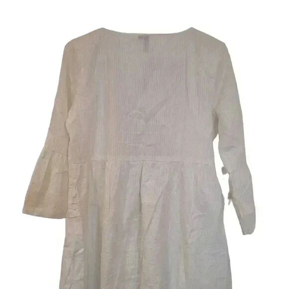 LOV Women's Off-White Cotton & Gold Floral-Embroidered Dress - Picture 11 of 15